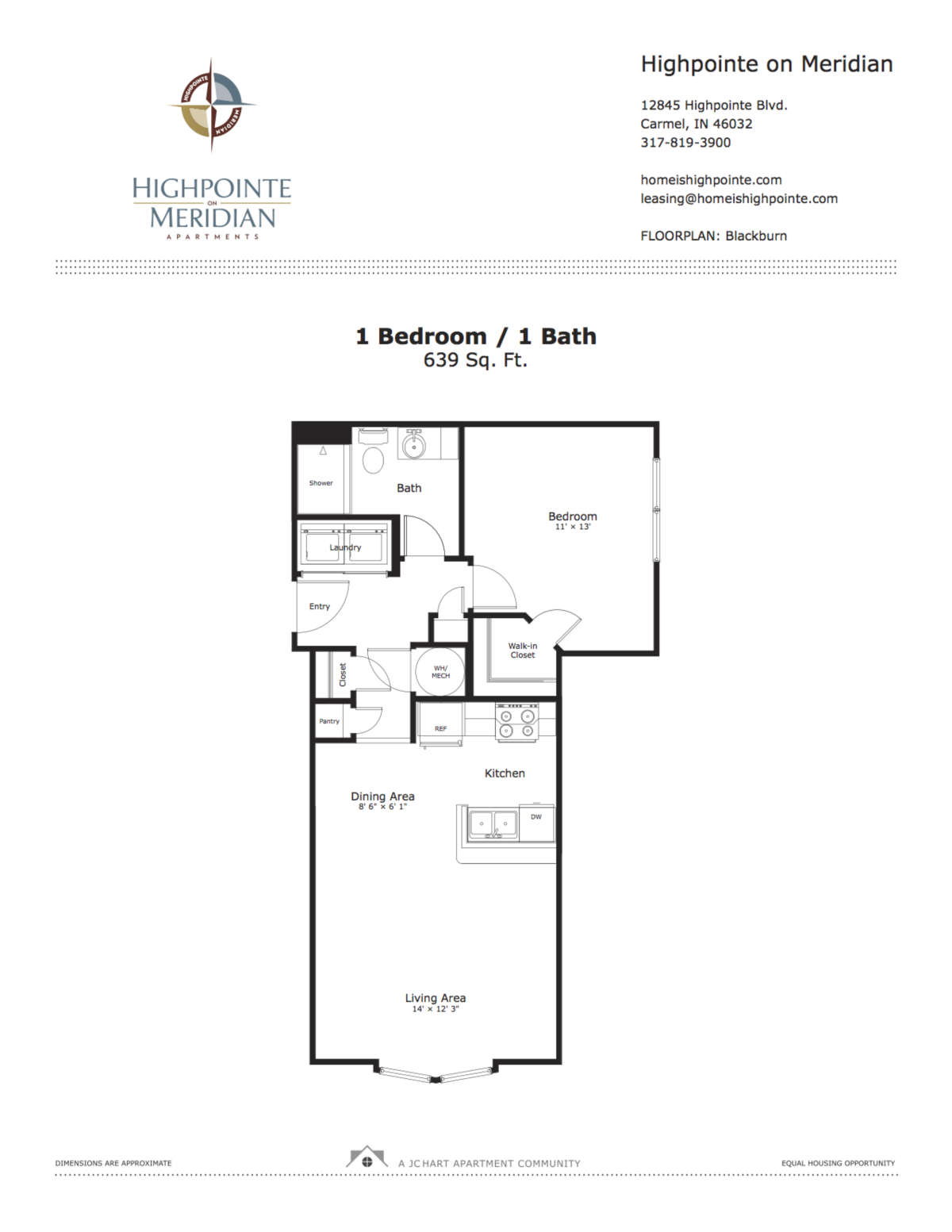 Blackburn 1 Bedroom Floor Plan Highpointe on Meridian Apartments